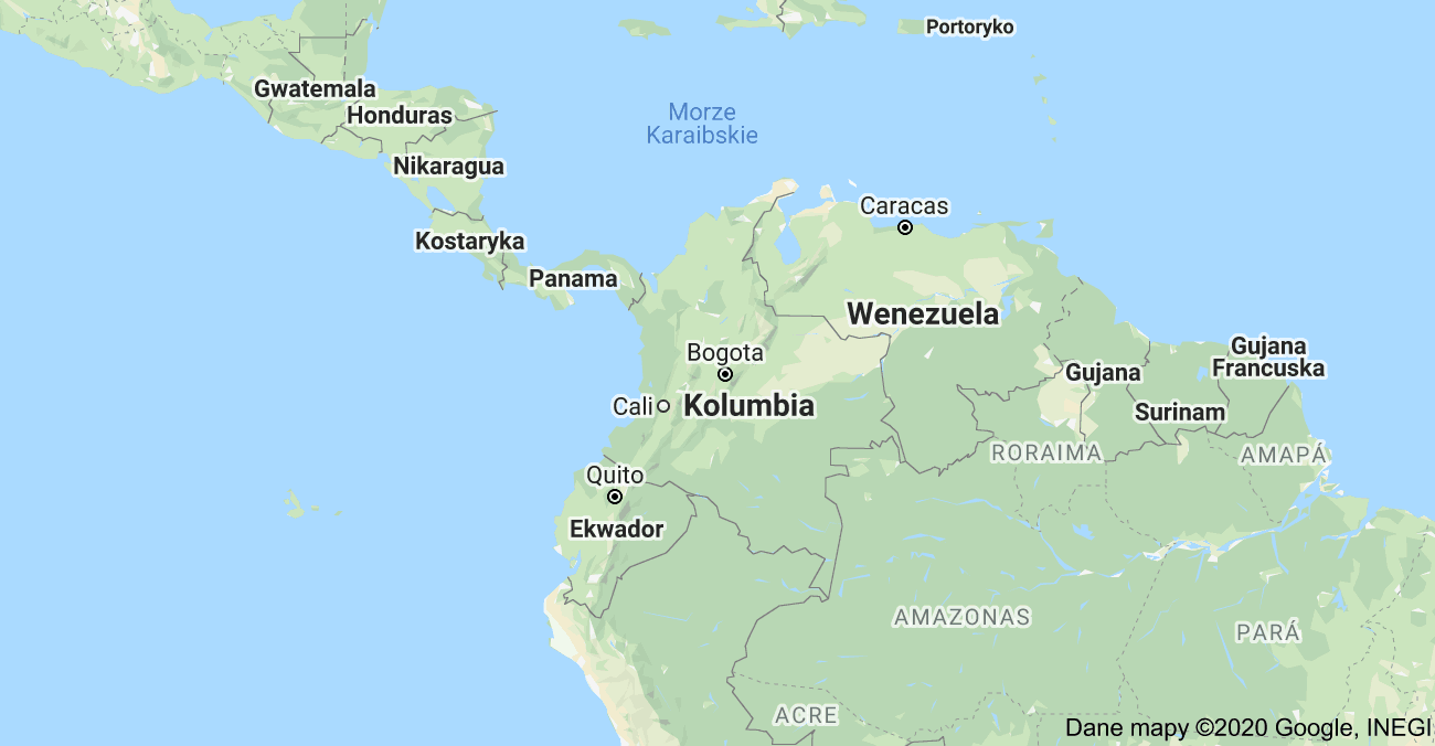Mapa kolumbii kawa kolumbijska